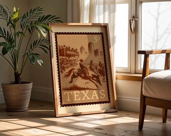 Westmuurdecor Texas: vintage rodeo-stempel (digitale download)