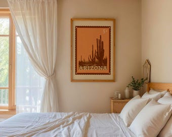 Arizona Reise Kunstdruck: Vintage Wüsten Kaktus Poster (Digitaler Download)