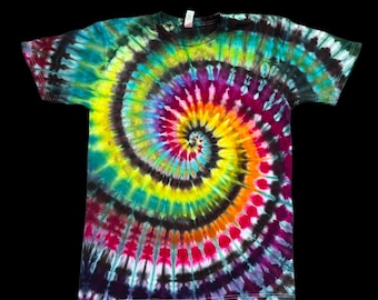 Rainbow Spiral Ice Dye  - Handmade Tie Dye Shirt -  Size M