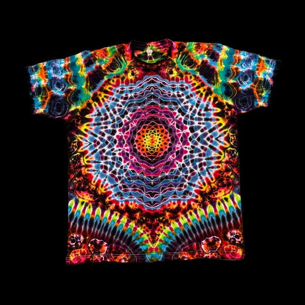 Flaming Mandala/Roll Combo  - Handmade Tie Dye Shirt -  Size L