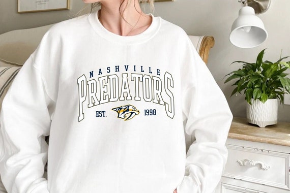 Retro Nashville Predators Sweatshirt Vintage Style Hockey Crewneck