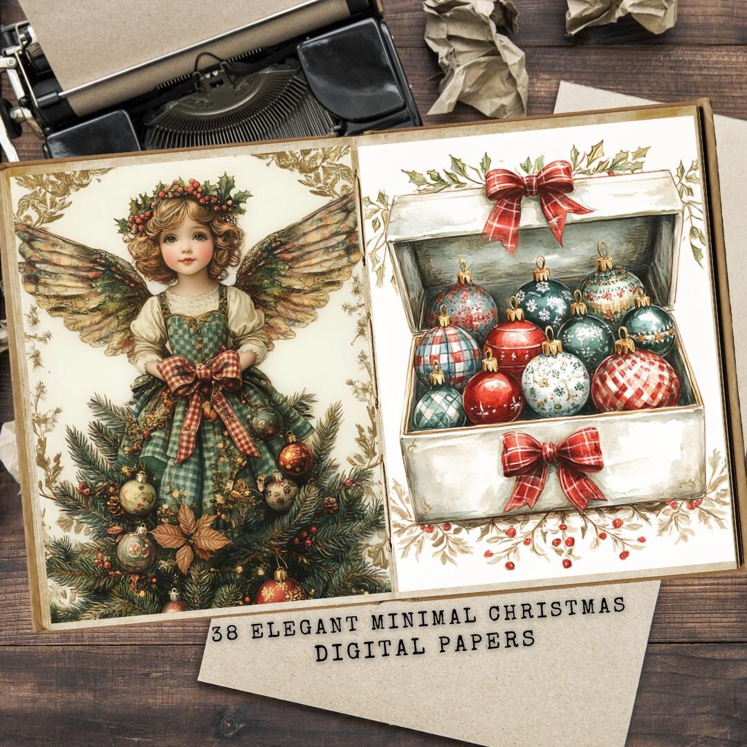 Christmas Digital Junk Journal Kit: Minimalist Scrapbook Pages (digital ...