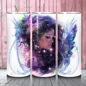 Purple Witch Tumbler Wrap voor Skinny Tumbler 20 oz, Magic Tumbler Wrap, Beautiful Woman Tumbler Wrap, Wizard Tumbler Wrap, Witchy Tumbler