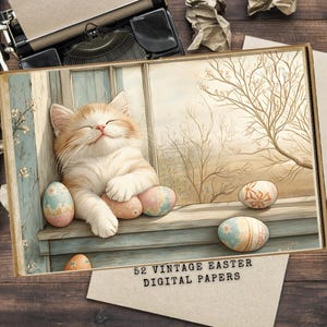 Vintage Easter Junk Journal Kit - Vintage Printable Papers - Cute Bunny Ephemera - Digital Download - Whimsical Easter Journal Pages