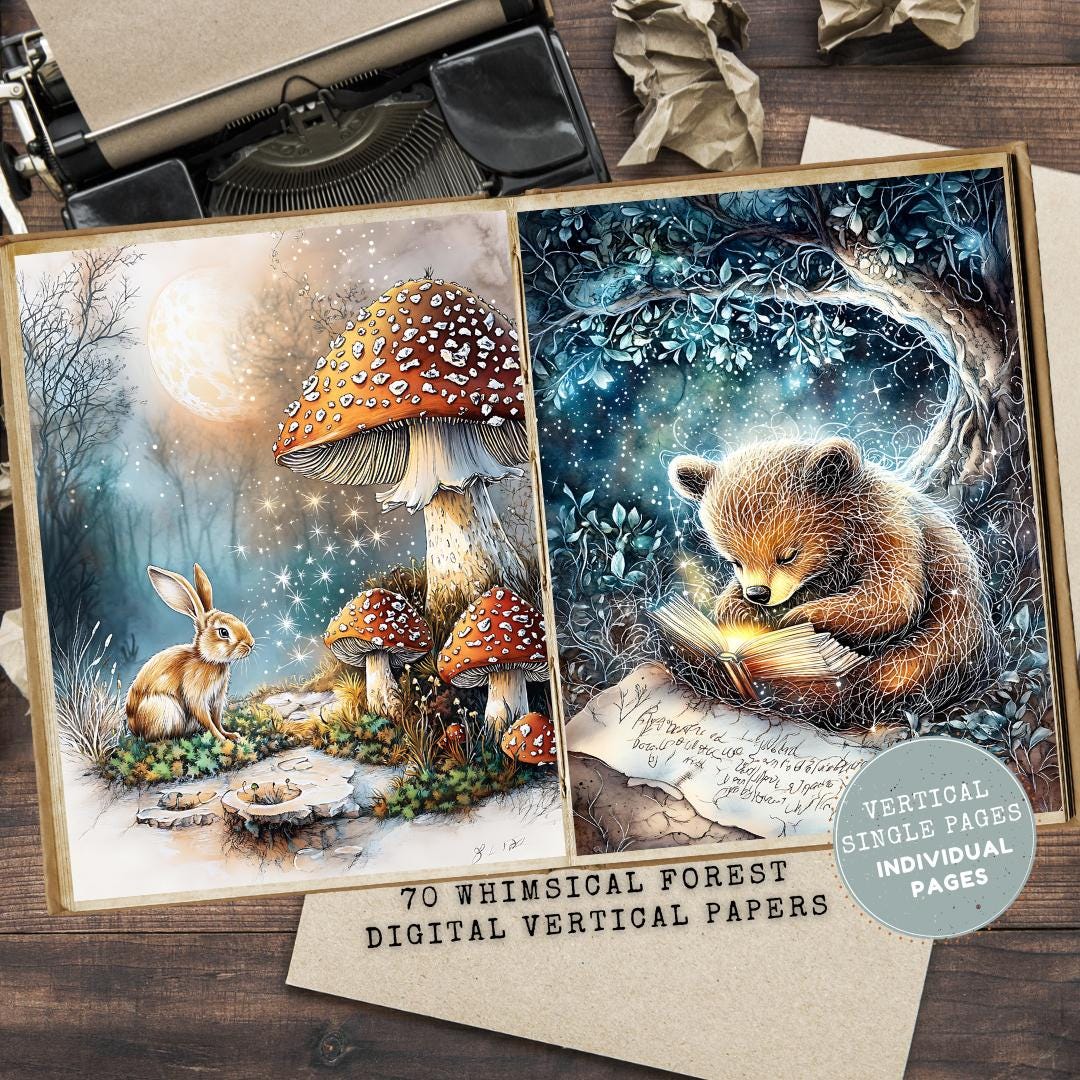 Whimsical Forest Junk Journal Kit: Celestial Night Printable Pages ...