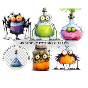 Watercolor Witch Potion Clipart Bundle: Halloween Digital Download