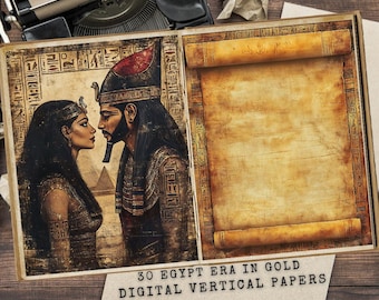 Egyptian Junk Journal Kit: Vintage Ephemera, Scrapbook Pages, Pharaoh Art Pages (Digital Download)
