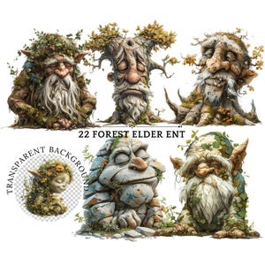Grillige Forest Elder Ent Troll PNG Clipart, gedetailleerde met mos bedekte oudere Troll met wijnstokken, Fantasy Nature Creature, Fairy Forest Clipart