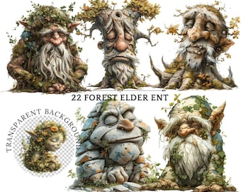 Forest Elder Ent Troll Clipart: Whimsical Moss-Covered PNG (Digital Download)