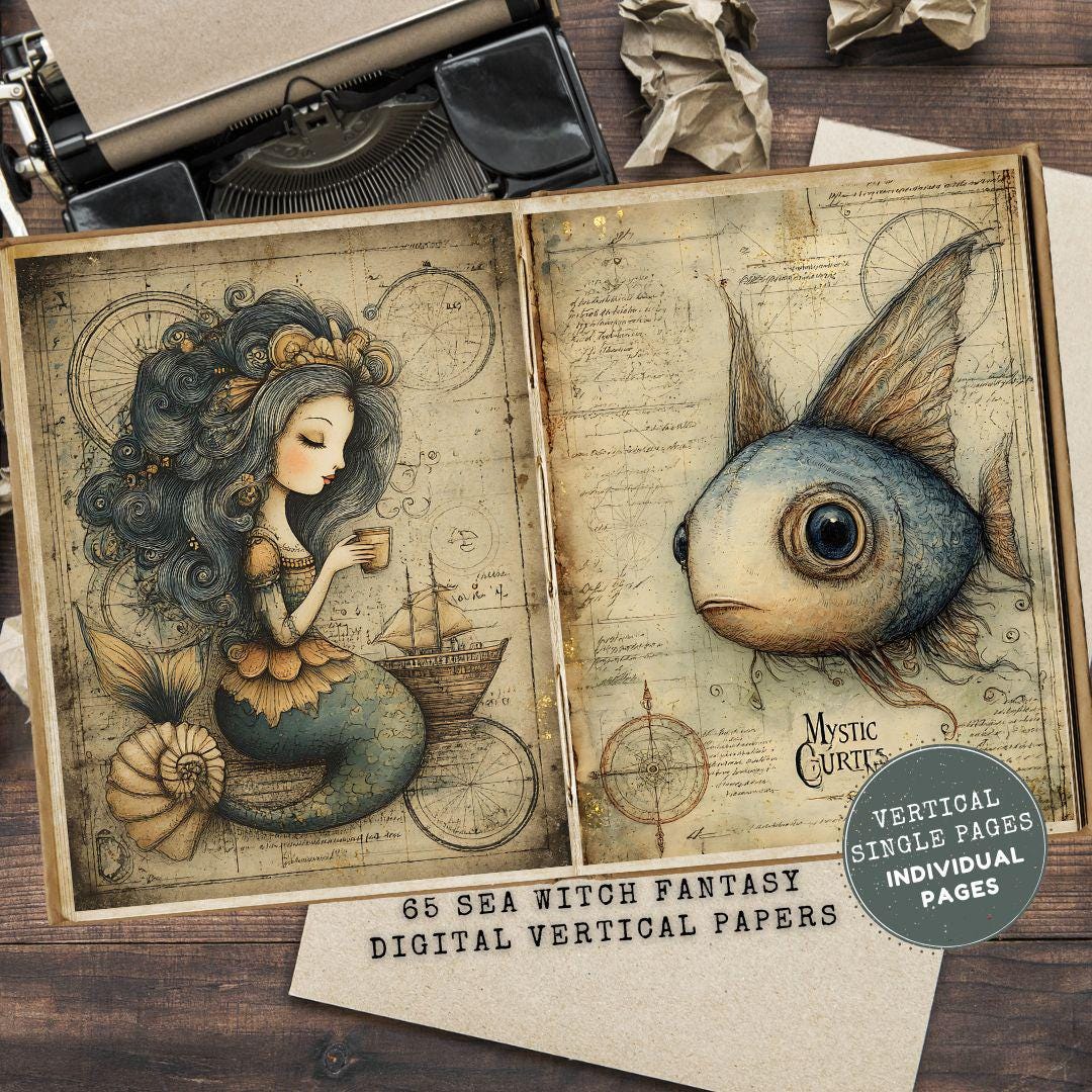 Sea Witch Junk Journal Kit: Mermaid Book of Shadows Ephemera (digital ...