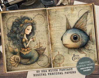 Sea Witch Junk Journal Kit: Mermaid Book of Shadows Ephemera (Digital Download)
