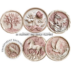 Elegant Wax Seals Clipart | Watercolor Style PNGs | Perfect for Invitations and Scrapbooking | High Quality Wax Seal Stamp Clipart