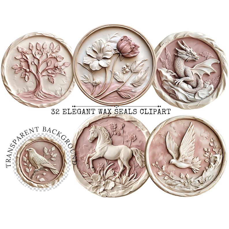 Elegant Wax Seals Clipart | Watercolor Style PNGs | Perfect for Invitations and Scrapbooking | High Quality Wax Seal Stamp Clipart