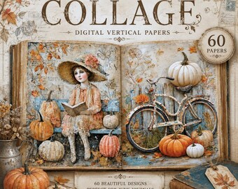 Fall Junk Journal Pages: Autumn Collage Printable Ephemera (Digital Download, Full Letter Size)