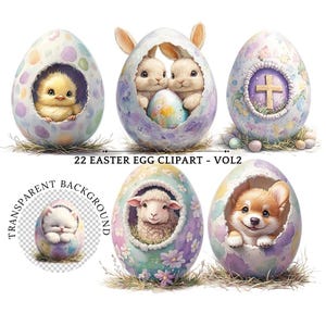 Rustic Easter Egg Clipart: Bunny & Chick PNG (Digital Download)