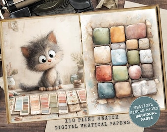 Paint Swatch Junk Journal Theme: Vintage Ledger Chic Printable Papers (Digital Download, Full Letter)