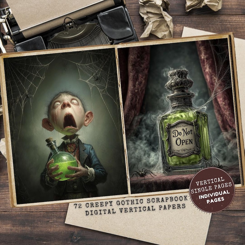 Printable Junk Journal Halloween Papers, Digital Halloween Ephemera, Gothic Crafting Kit, Instant Download, Gothic Ephemera, Creepy Scrapbook Pages