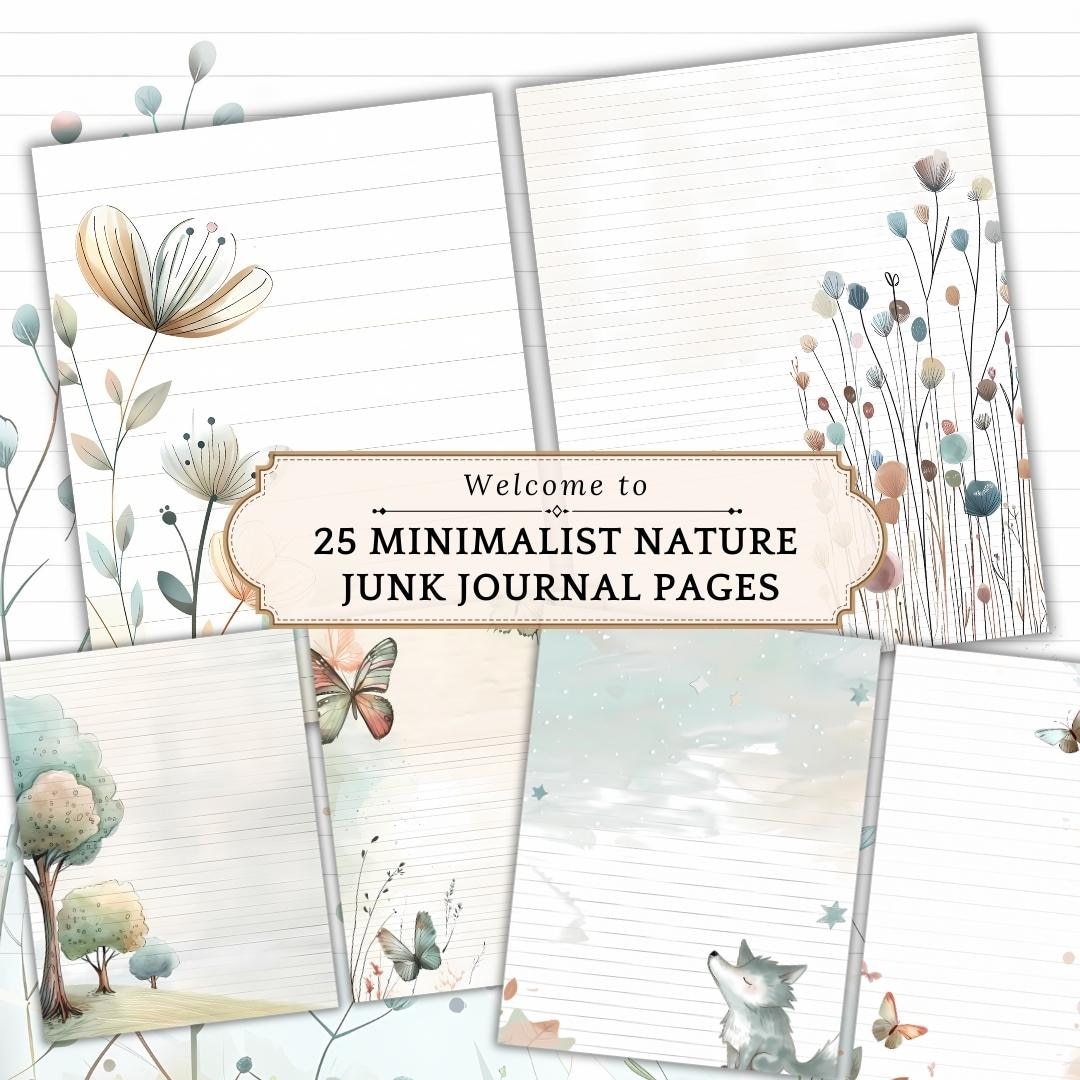 Minimalist Junk Journal Paper: Teal Beige Floral Ephemera (digital Download) - Etsy