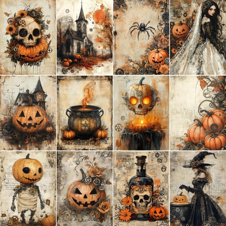 Steampunk Halloween Ephemera Steampunk Junk Journal Pages Halloween