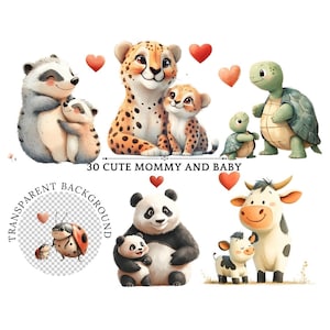 Lindos dibujos de mamá y pájaros bebés: guardería de animales del bosque perfecta para baby showers y el Día de la Madre: lindos dibujos de animales para el Día de la Madre