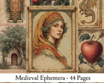 Medieval Junk Journal Kit: Rustic Fantasy Ephemera, Middle Ages Printable Pages (Digital Download)