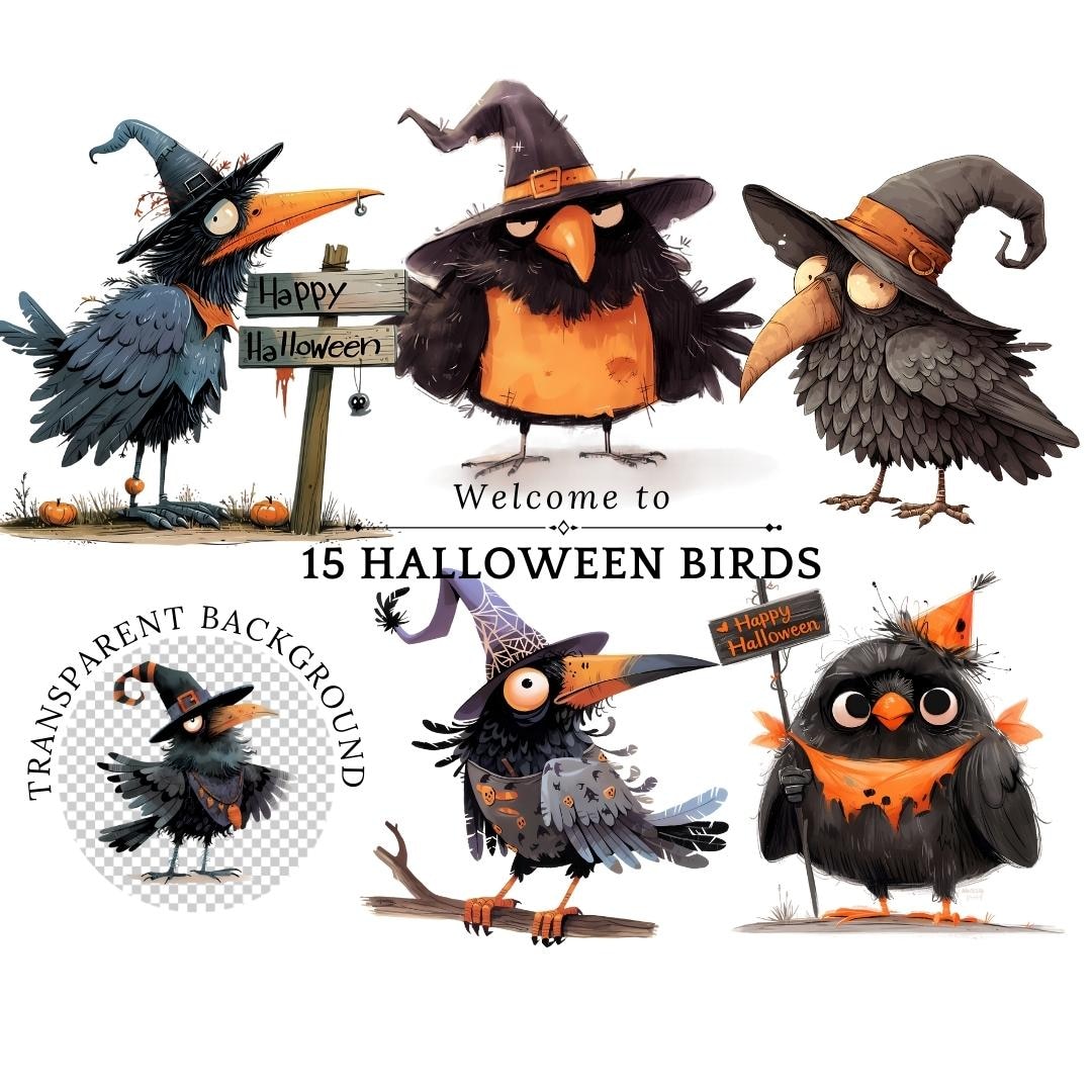 Halloween Birds Clipart, Birds in Costumes, Halloween Birds Clip Art ...