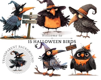 Halloween Birds Clipart, Costume Png Images (Digital Download)