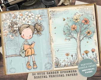 Efímeras de Garden Girls: Páginas de diario basura, kit de álbum de recortes (descarga digital)