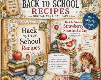 Back to School Lunch Recipes Junk Journal, Printable Cookbook Pages, Easy Lunchbox Meals