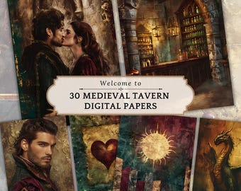 Medieval Tavern Junk Journal Kit: Fantasy Dragon Printable Pages (Digital Download)