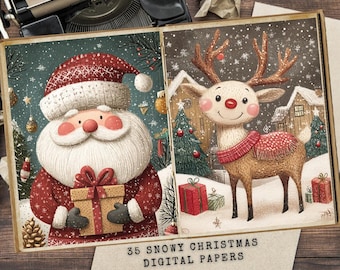 35 Winter Junk Journal Kit | Christmas Printable Pages | Ephemera | Digital Download | Scrapbook Paper | Crafts | Cozy Winter | Reindeer