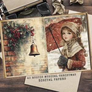 Imprimíveis de Natal Rústico | Kit de Diário de Natal Enchanted Country | Papel de Diário | Diário de Natal | Download de Diário de Lixo | CM