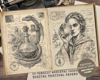 Camelot Junk Journal: Fantasy Medieval Vintage Old Pages (Full Letter Size)