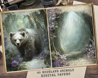 Woodland Animals Junk Journal Kit: Forest Ephemera (Digital Download)