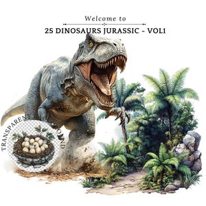Realistic Dinosaur Clipart Bundle - Watercolor PNGs - Digital Download - Watercolor Dinosaur Clipart - T-Rex & Friends - Commercial Use VOL1