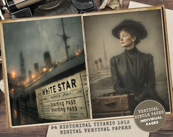 Titanic Ephemera Kit: Vintage Scrapbook Junk Journal Pages (Digital Download)
