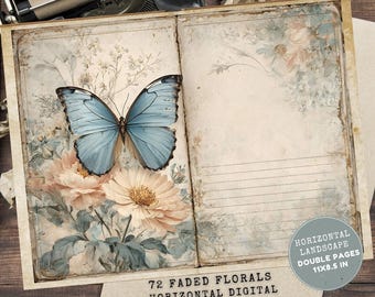 Faded Florals Junk Journal Pages: Shabby Chic Vintage Ephemera (Digital Download)