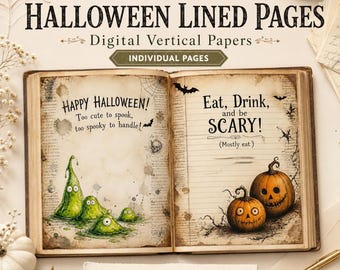 Halloween Lined Pages Printable, Spooky Writing Paper, Funny Spooky Junk Journal Craft (Digital Download)