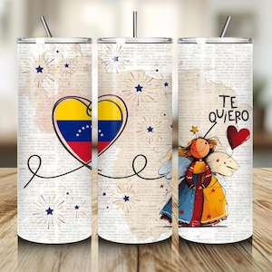 Envoltura para vaso con vectores de Venezuela Paquete de envolturas para vaso con afirmaciones Bandera venezolana Vaso PNG Vaso motivacional de 20 oz Sublimación de Venezuela