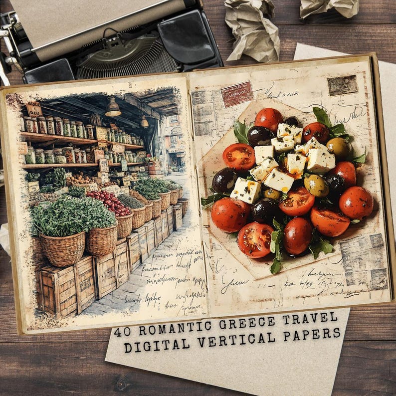 Greece Junk Journal Kit: Vintage Travel Scrapbook Ephemera (digital ...