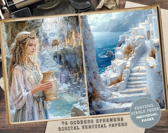Greek Junk Journal Pages: Goddess Ephemera for Crafts, Full Pages (Digital Download)