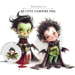 Cute Vampire Clipart PNG, Adorable Cartoon Style Halloween Character for Scrapbooking, Digital Art, Crafts, Instant Download, Cute Dracula