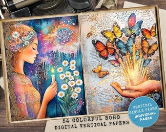 Colorful Boho Junk Journal: Hippie Printable Digital Download (Full Letter Size)