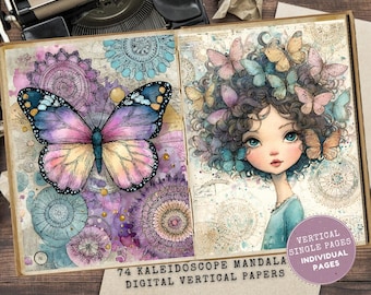Kaleidoscope Junk Journal Pages: Spiritual Mandala Background Papers (Digital Download)