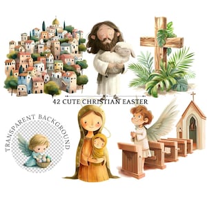 Clipart de Páscoa Cristã - Páscoa Religiosa PNG - Clipart de História de Páscoa - Ele Ressuscitou Clipart - Aquarela Clipart de Páscoa Cristã