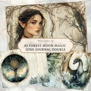 Enchanted Evening Junk Journal - Forest Fairy Tale - Wersja do druku cyfrowego - Moon Magic - Strony dziennika śmieci leśnych wróżek