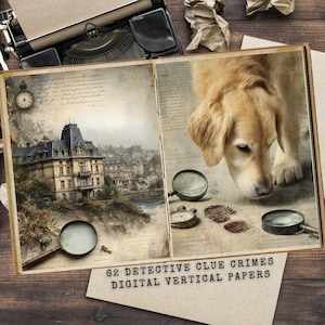 Detective Junk Journal Kit: Vintage Ephemera, Mystery Case, Printable Pages (Digital Download)