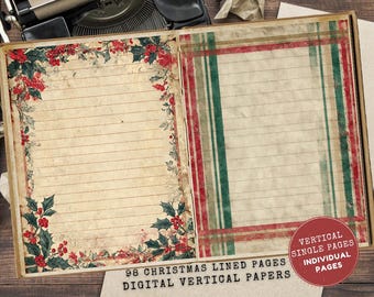 Christmas Lined Pages Junk Journal: Printable Paper Ephemera (Full Letter Size)