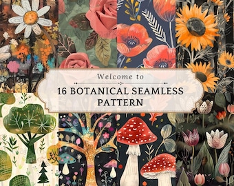 Botanical Watercolor Seamless Pattern: Floral Scrapbook Paper (Digital Download)