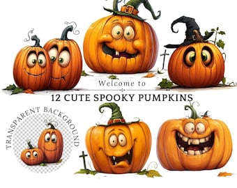Halloween Pumpkins Clipart Spooky Pumpkins Clipart Pumpkins in Costumes Halloween Clip Art Cute Halloween Pumpkins Pumpkin Lover Png